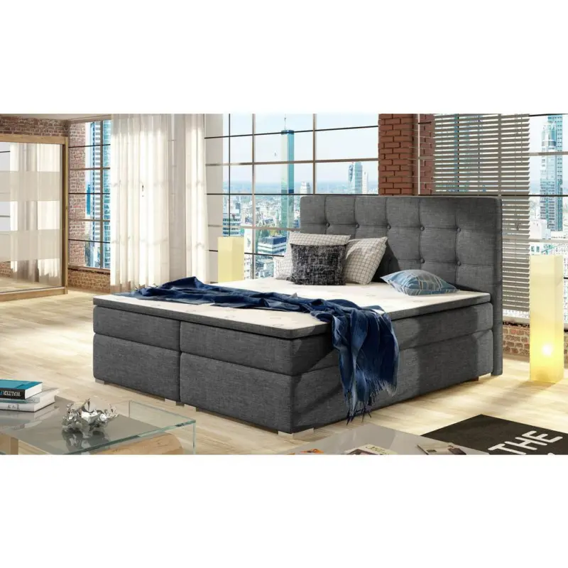 BOXSPRINGBETT Inez Hellgrau LF: 180x200 cm