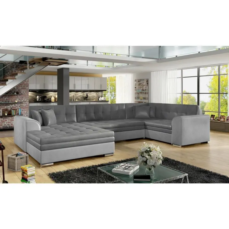 Wohnlandschaft Damario Grau, Hellgrau U:189x338x189cm