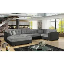 Wohnlandschaft Damario Grau, Schwarz U:189x338x189cm