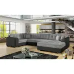 M&ouml;belix Wohnlandschaft Damario Grau/Schwarz U:189x338x189cm