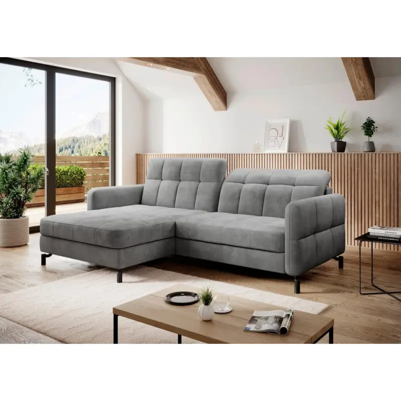 Ecksofa Lorelle Hellgrau S: 160x225 cm