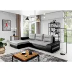 M&ouml;belix Ecksofa Ottavio Schwarz/Hellgrau S: 180x275 cm