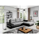 M&ouml;belix Ecksofa Ottavio Schwarz/Hellgrau S: 275x180 cm