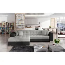 Ecksofa Sorento Grau/Schwarz S: 194x296 cm
