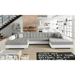 Wohnlandschaft Vento Grau/Wei&szlig; U: 165x359x165 cm