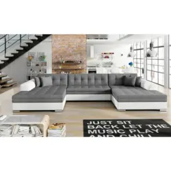 Wohnlandschaft Vento Grau/ Wei&szlig; U: 165x359x165 cm