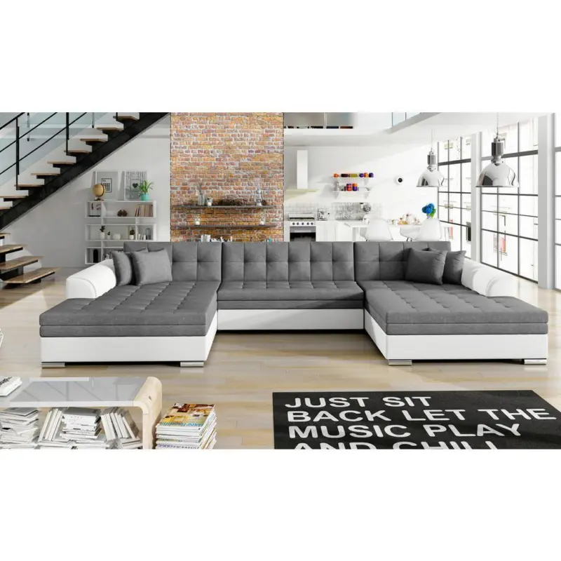 Wohnlandschaft Vento Grau/ Wei&szlig; U: 165x359x165 cm