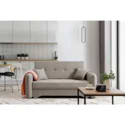 3-Sitzer-Sofa mit Schlaffunktion Laine Hellbraun