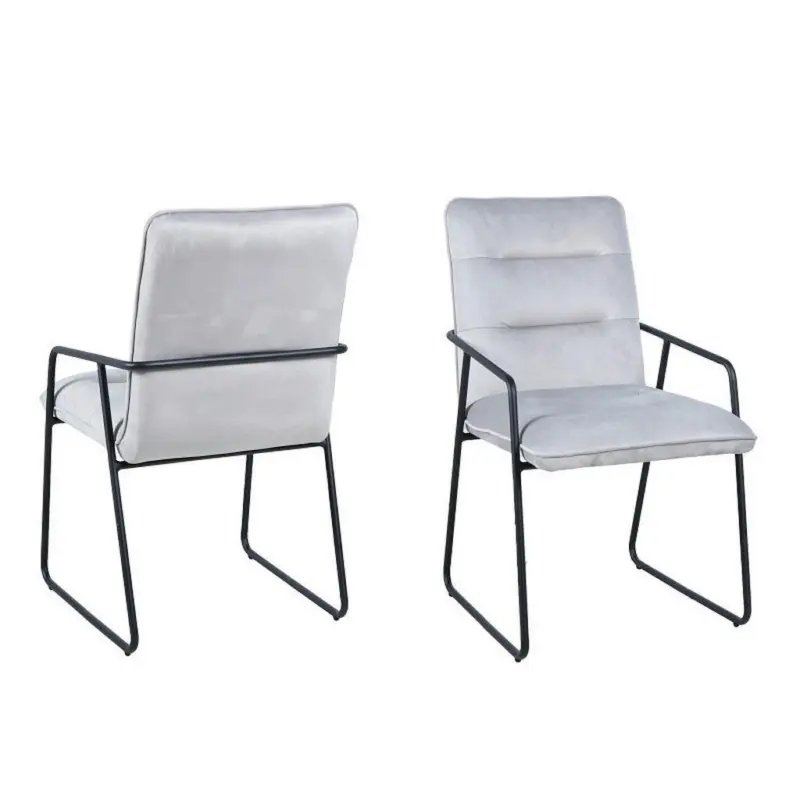 Armlehnstuhl-Set Samt Hellgrau, B: 52cm