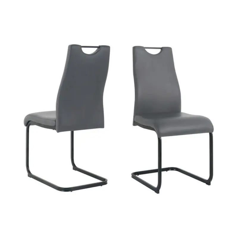 Stuhl-Set Lederlook Grau, B: 42cm