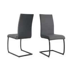 Stuhl-Set Lederlook Grau, B: 42cm