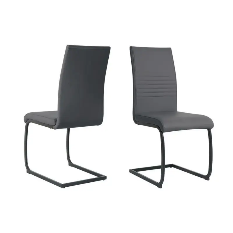 Stuhl-Set Lederlook Grau, B: 42cm