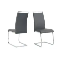Stuhl-Set Lederlook Grau, B: 42cm