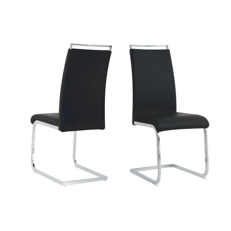 Stuhl-Set Lederlook Schwarz, B: 42cm