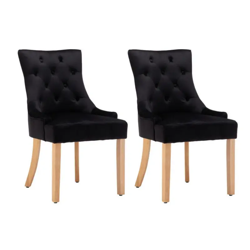 Stuhl-Set Samt Schwarz, B: 56cm