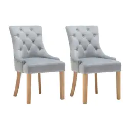 Stuhl-Set Samt Hellgrau, B: 56cm