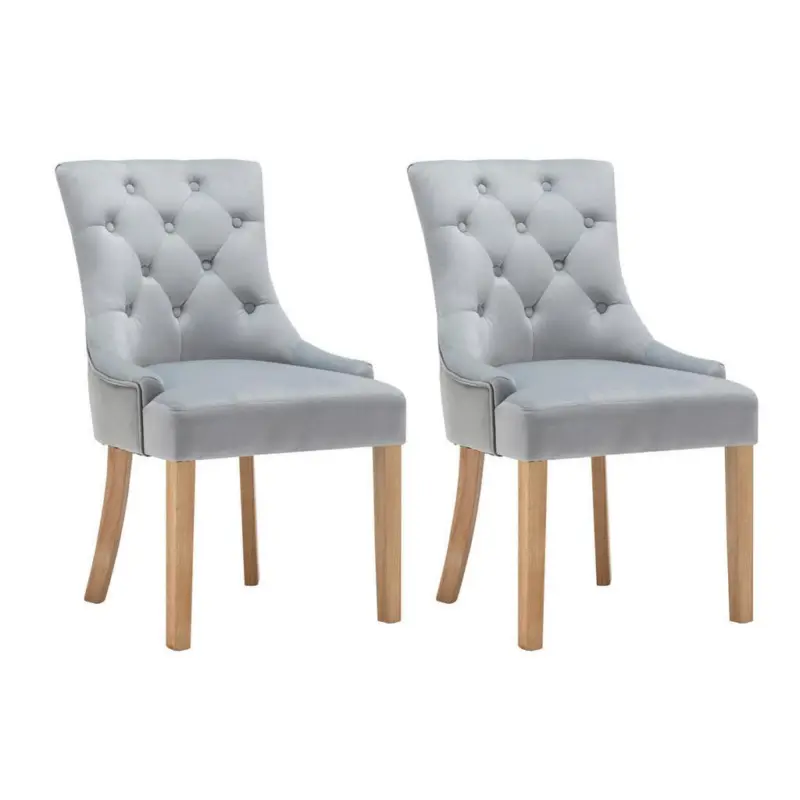 Stuhl-Set Samt Hellgrau, B: 56cm