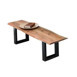 Sitzbank Akazienholz Massiv Baumkante, B: 150cm