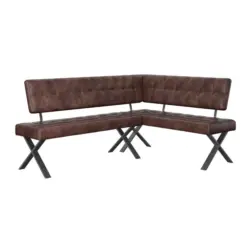 Eckbank Vintage braun Lederlook Donna 200x150 cm