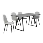 M&ouml;belix Tischgruppe Vols Giga 7-teilig Dekor grau/Webstoff grau