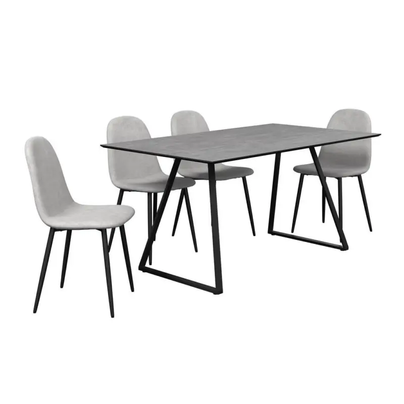 Tischgruppe Vols Giga 7-teilig Dekor grau/Webstoff grau