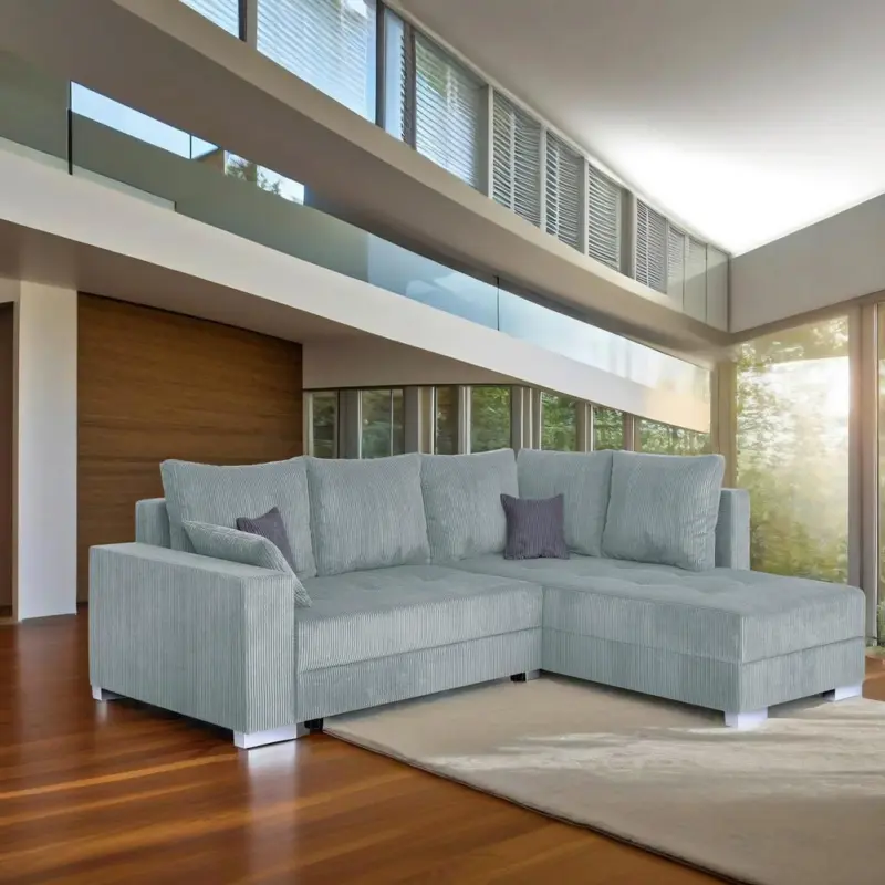 Ecksofa mit Schlaffunktion & Bettkasten Lars Mintgr&uuml;n