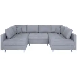 Wohnlandschaft Sofia mit Schlaffunktion Silberfarben