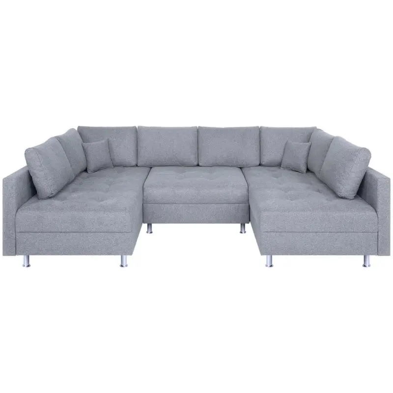 Wohnlandschaft Sofia mit Schlaffunktion Silberfarben