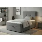 M&ouml;belix Boxbett Paros 100 100x200 Silberfarben/Hellgrau