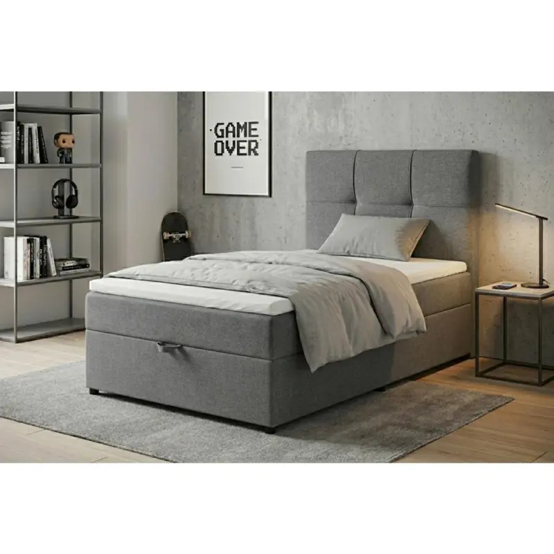 Boxbett Paros 100 100x200 Silberfarben/Hellgrau