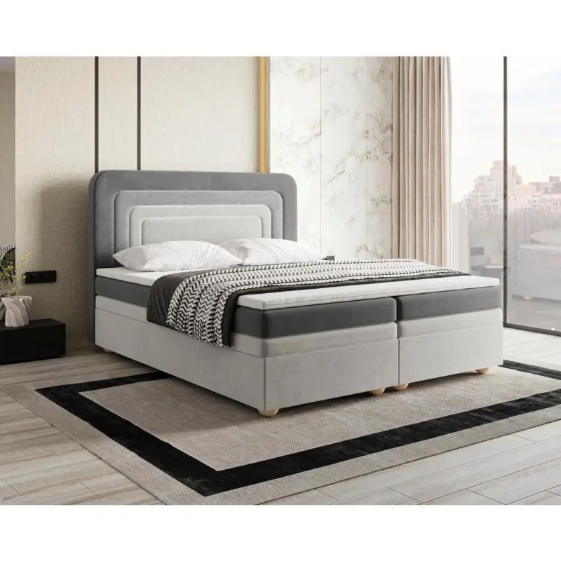 Boxbett Nest Lf:140x200 Hellgrau/Dunkelgrau