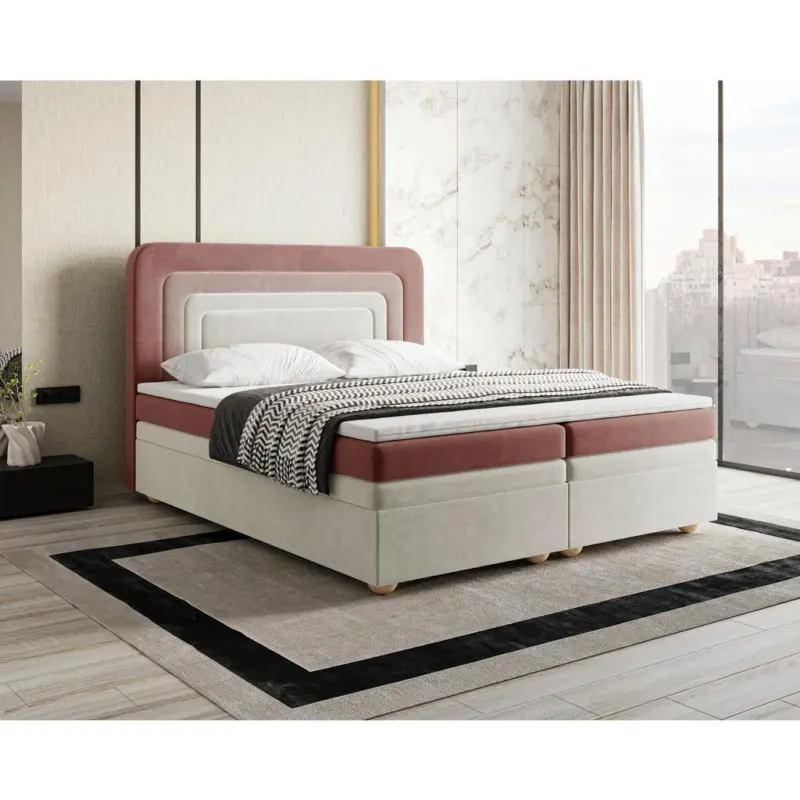 Boxbett Nest Lf: 160x200 Creme/Rosa/Beere