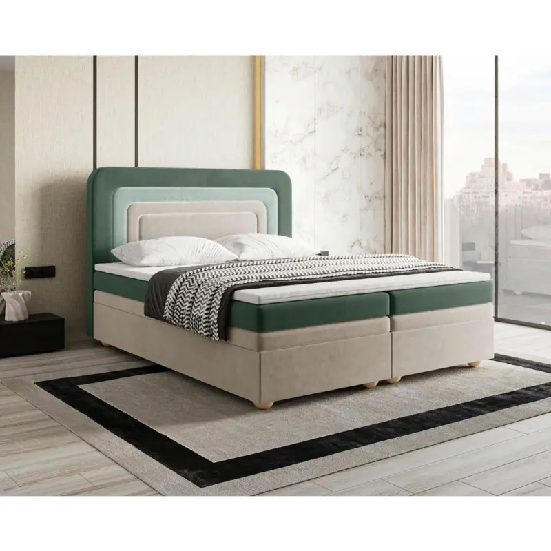 Boxbett Nest Lf:160x200 D.gr&uuml;n/Beige/Mgr&uuml;n