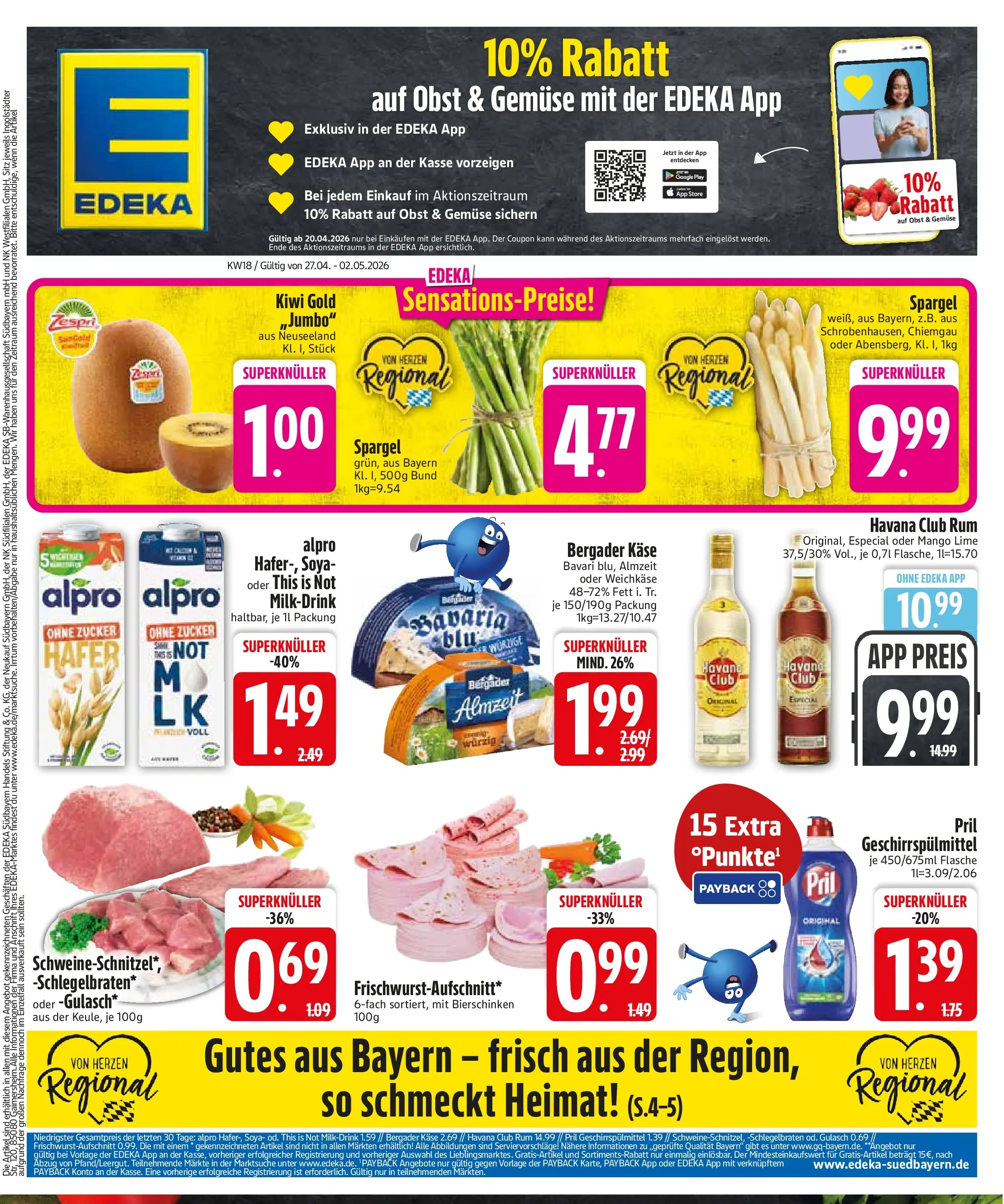 Edeka prospekt Rötz	 (ab 27.04.2026) » Angebote Online | Seite: 3 | Produkte: Käse, Rum, Spargel, Pril