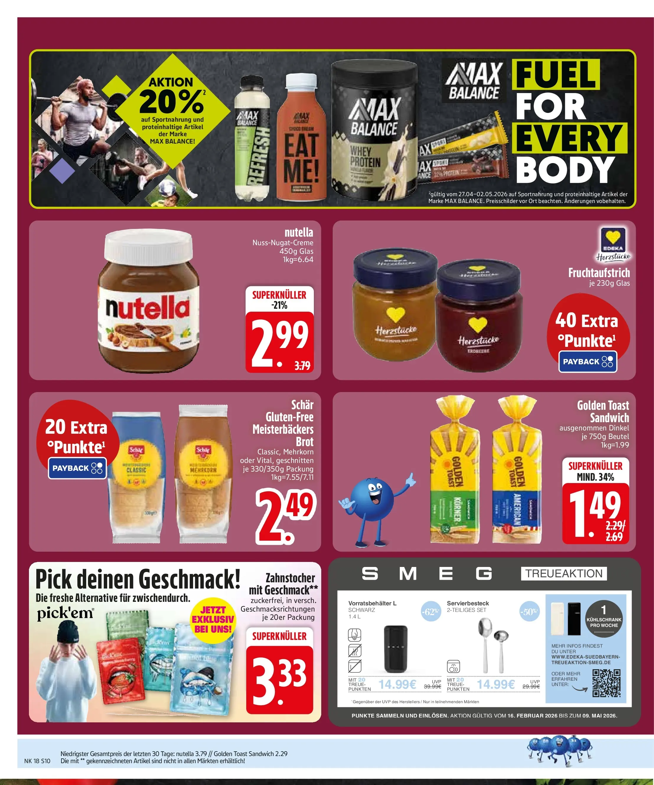 Edeka prospekt Trostberg	 (ab 27.04.2026) » Angebote Online | Seite: 12 | Produkte: Toast, Kühlschrank, Nutella, Brot