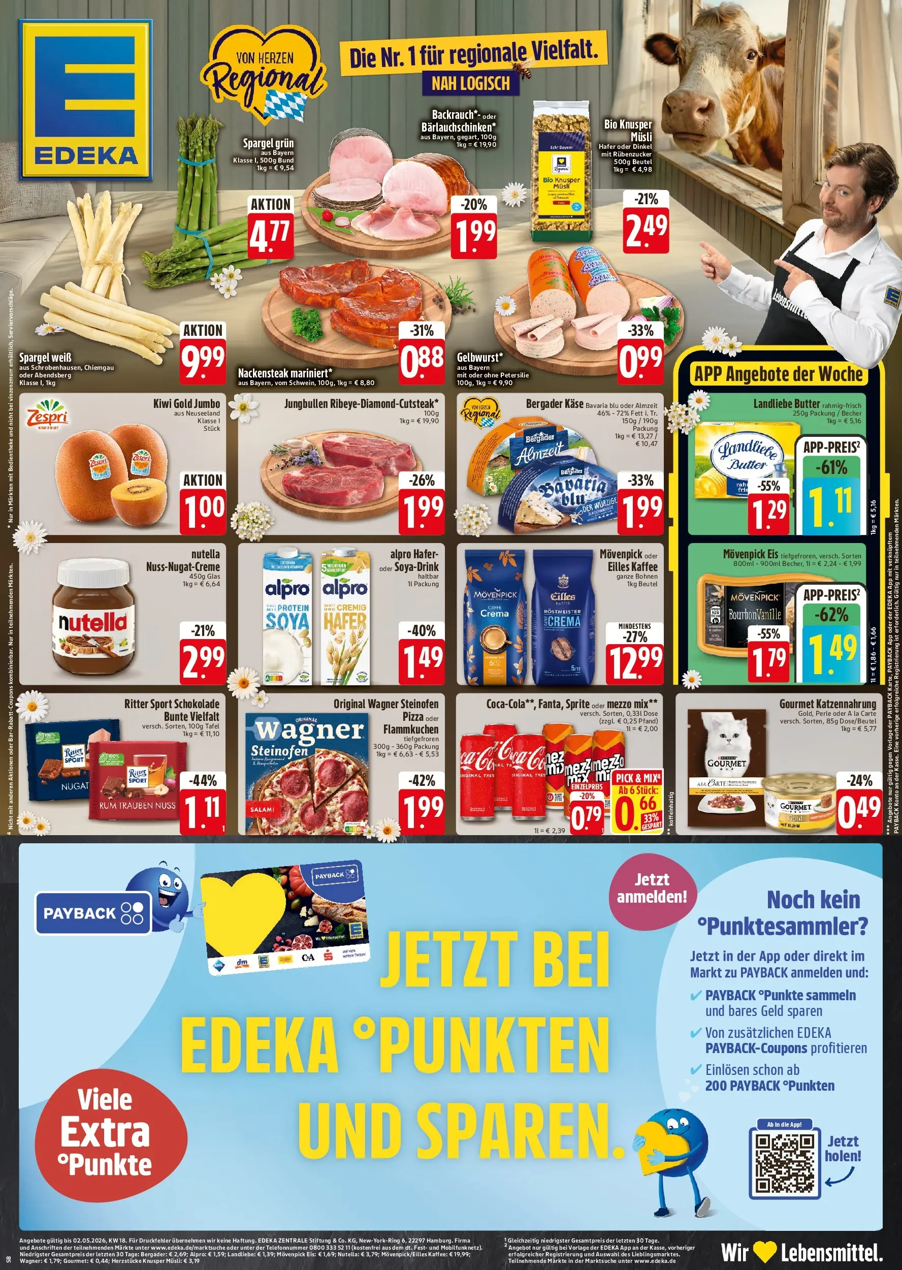 Edeka Prospekt Bad Reichenhall (ab 01.05.2026) » Angebote Online | Seite: 1 | Produkte: Musli, Trauben, Kaffee, Nutella