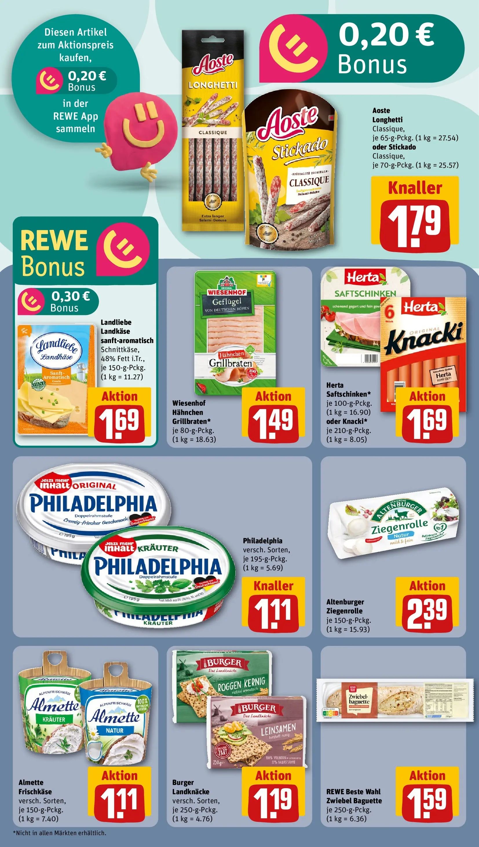 REWE Prospekt ab 04.05.2026 zum Blättern » Angebote | Seite: 18 | Produkte: Almette, Hahnchen, Philadelphia, Baguette