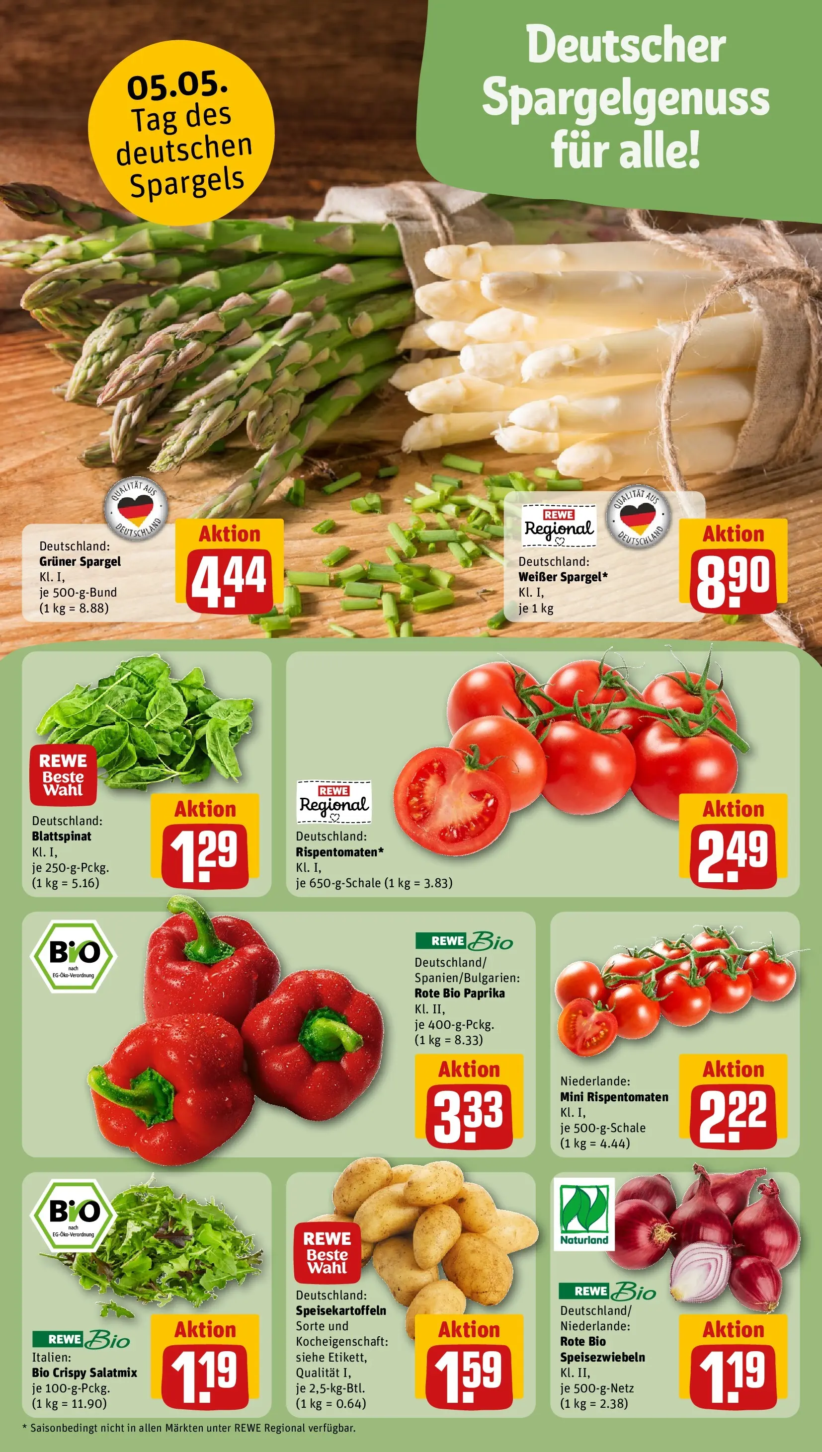 REWE Prospekt ab 03.05.2026 zum Blättern » Angebote | Seite: 11 | Produkte: Spargel, Paprika