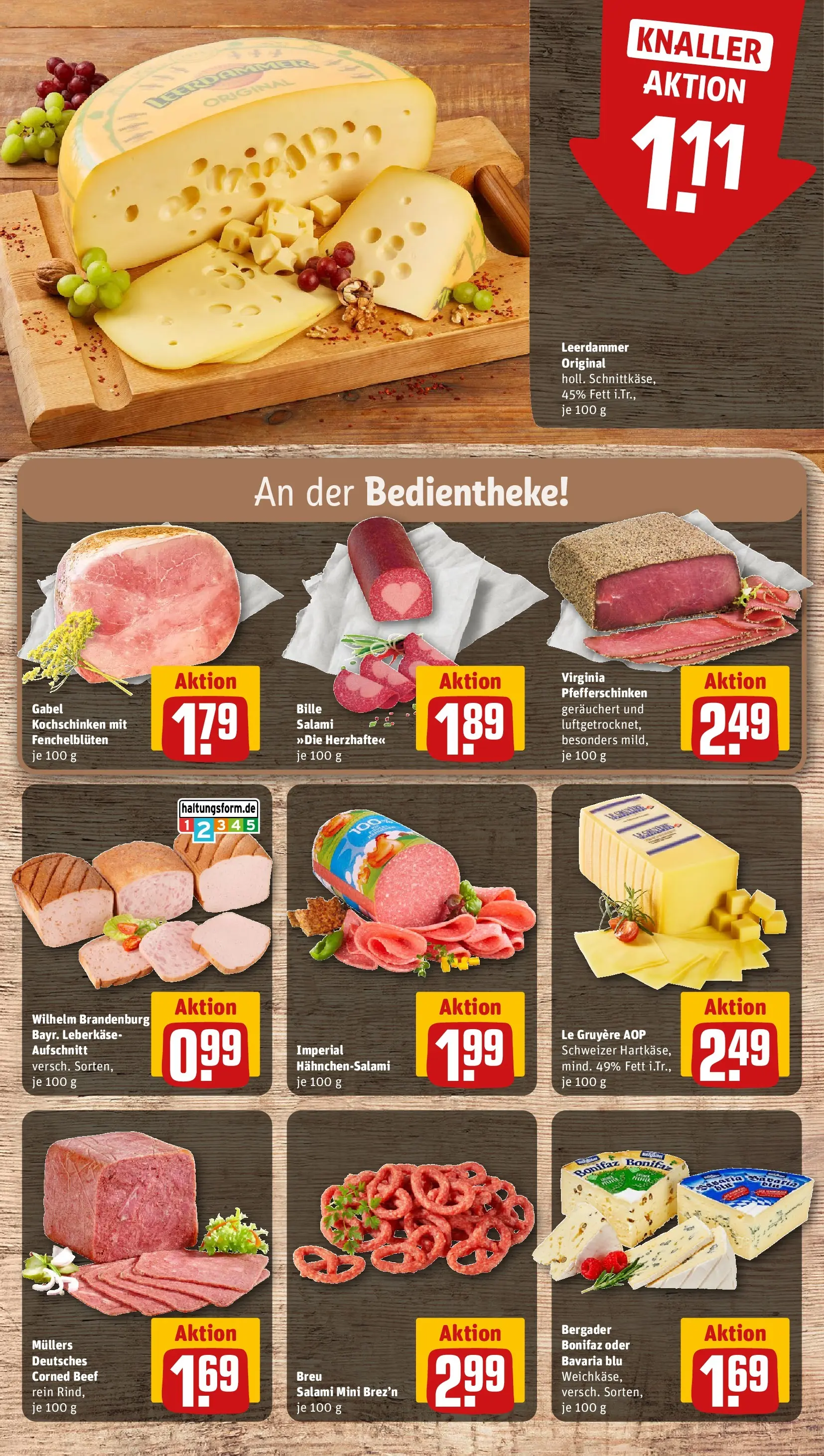 REWE Prospekt ab 03.05.2026 zum Blättern » Angebote | Seite: 13 | Produkte: Leerdammer, Salami, Leberkase