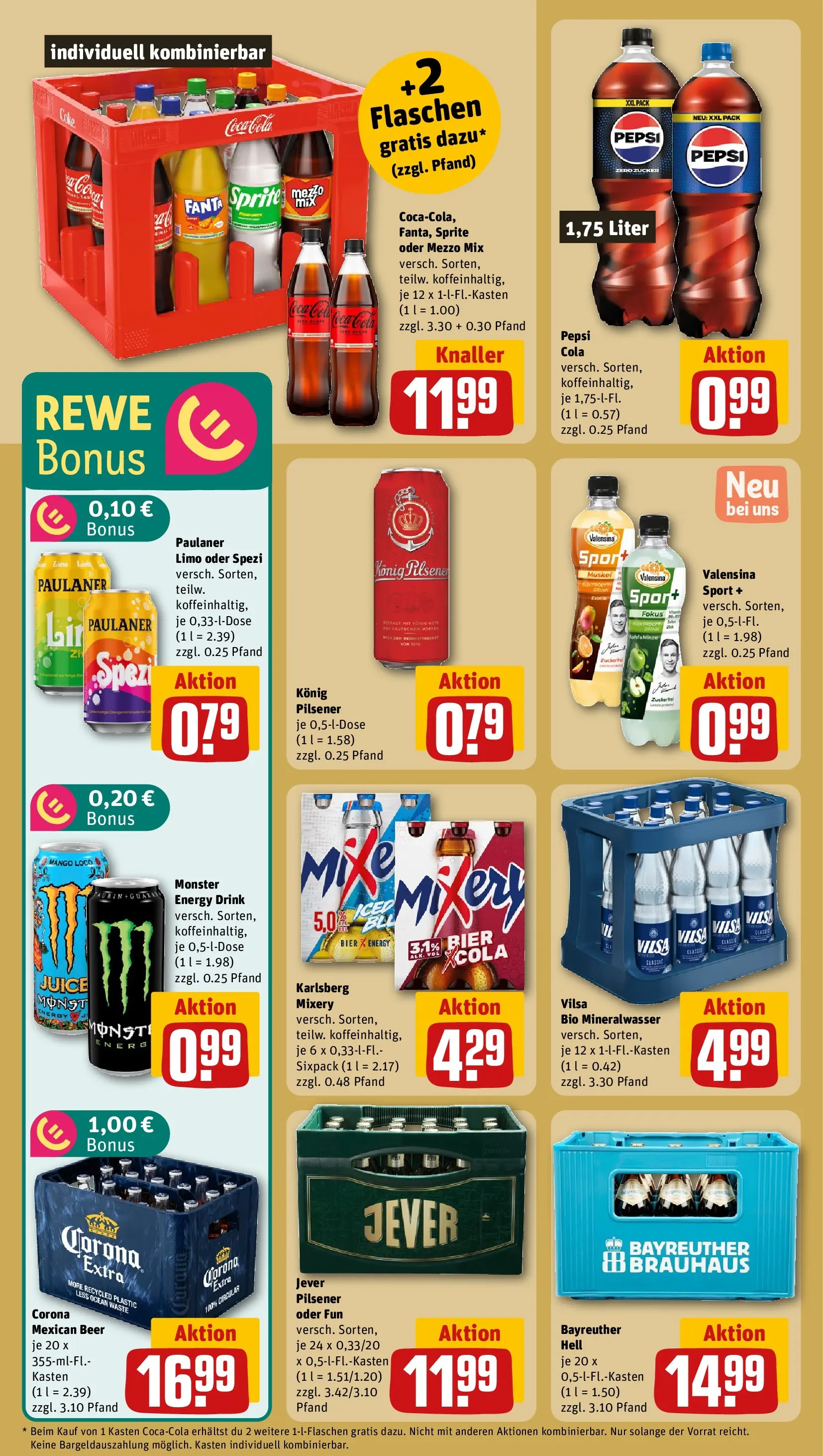 REWE Prospekt ab 04.05.2026 zum Blättern » Angebote | Seite: 24 | Produkte: Bayreuther hell, Mezzo mix, Monster, Pepsi