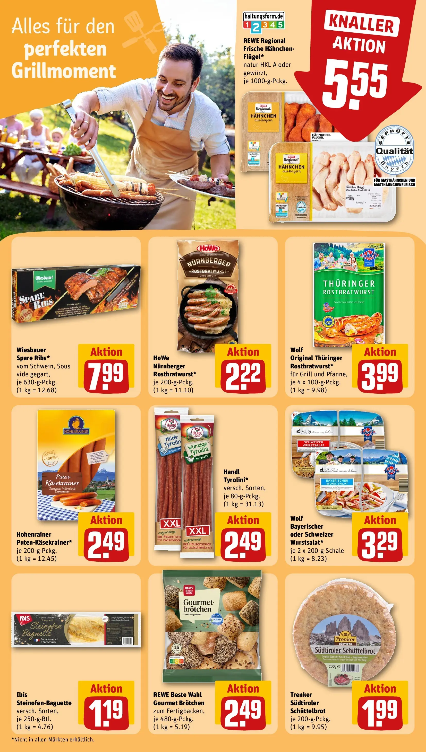 REWE Prospekt ab 04.05.2026 zum Blättern » Angebote | Seite: 22 | Produkte: Hahnchen, Baguette, Käsekrainer, Wurst
