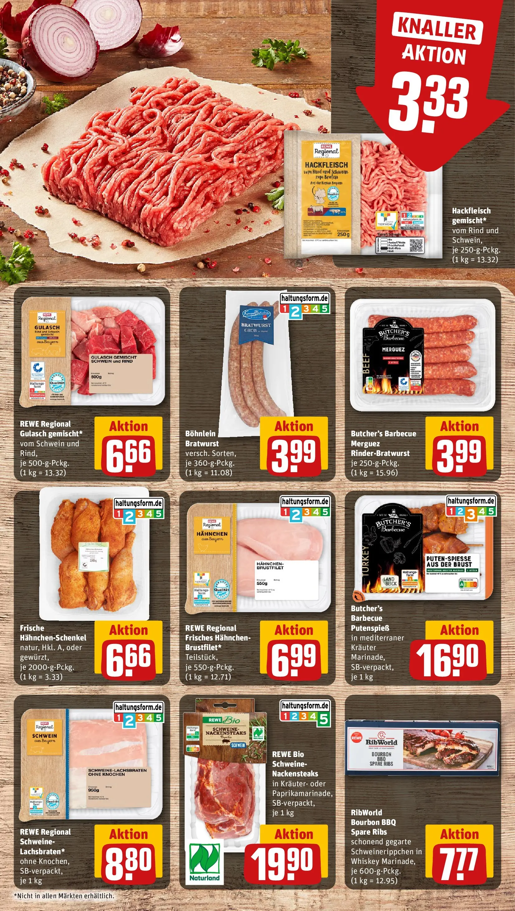 REWE Prospekt ab 04.05.2026 zum Blättern » Angebote | Seite: 12 | Produkte: Hahnchenschenkel, Bratwurst, Spare ribs, Whiskey