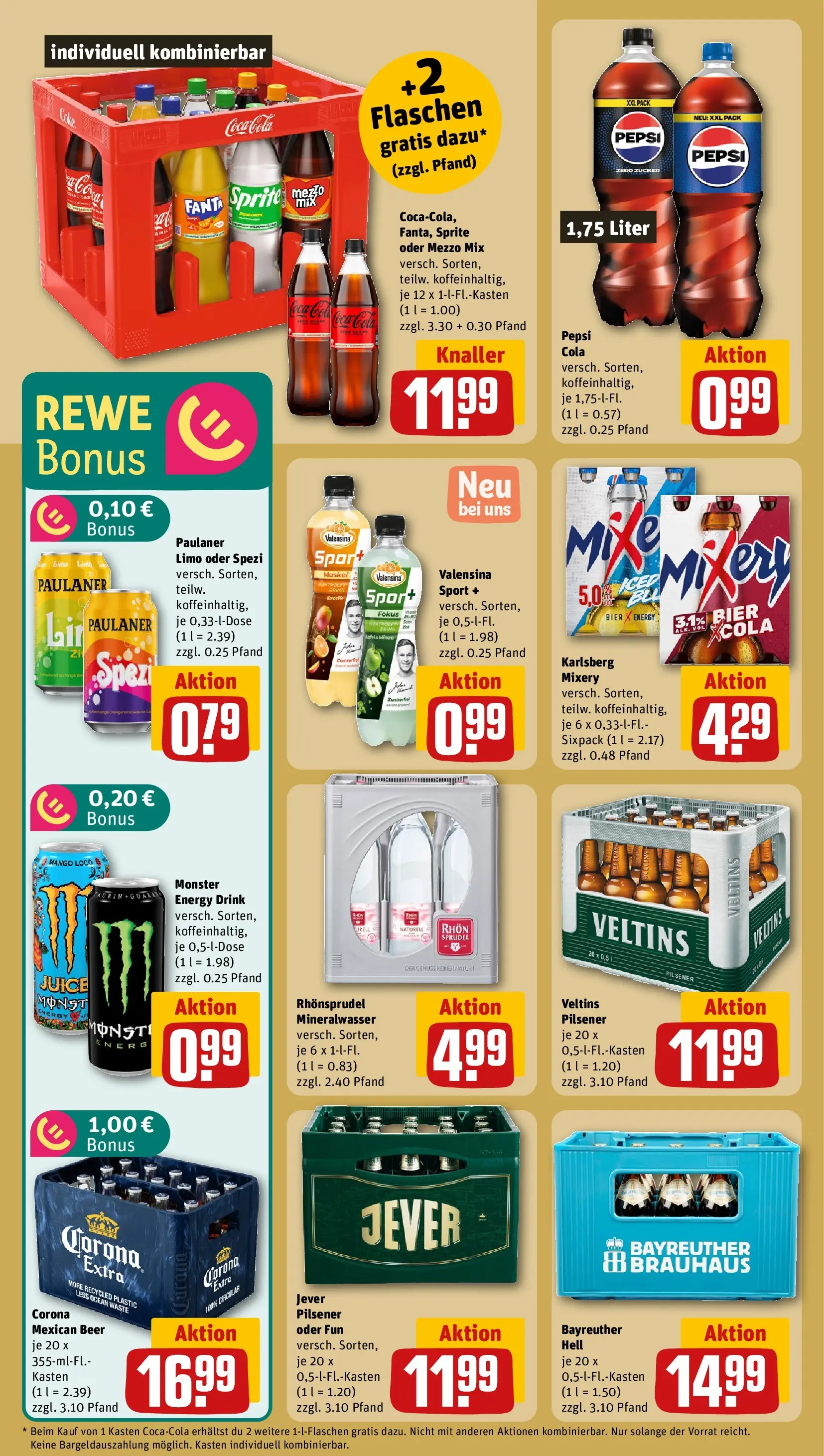 REWE Prospekt ab 04.05.2026 zum Blättern » Angebote | Seite: 28 | Produkte: Cola, Mineralwasser, Monster, Paulaner
