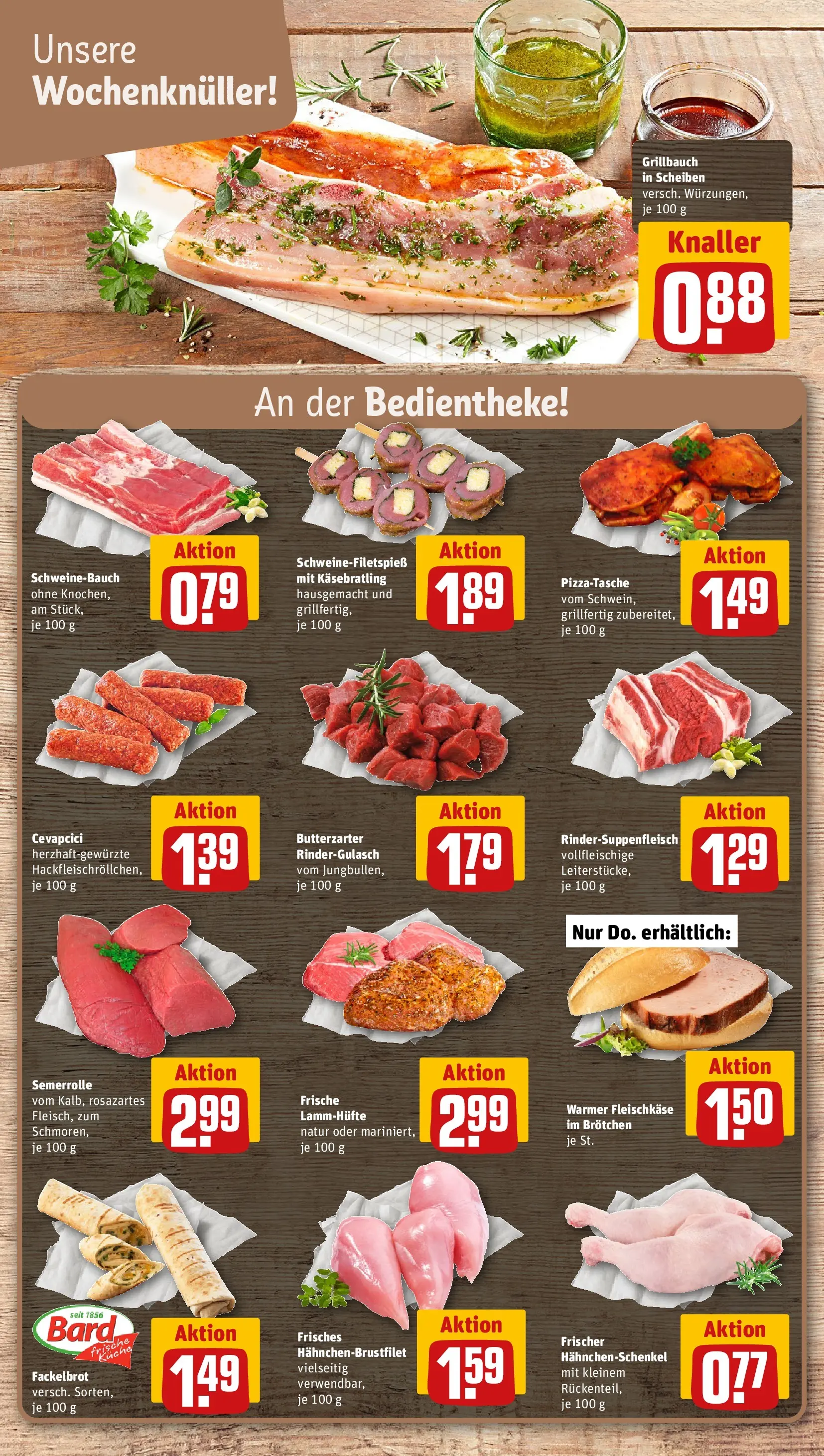 REWE Prospekt ab 04.05.2026 zum Blättern » Angebote | Seite: 12 | Produkte: Rindergulasch, Hahnchenschenkel, Küche, Cevapcici