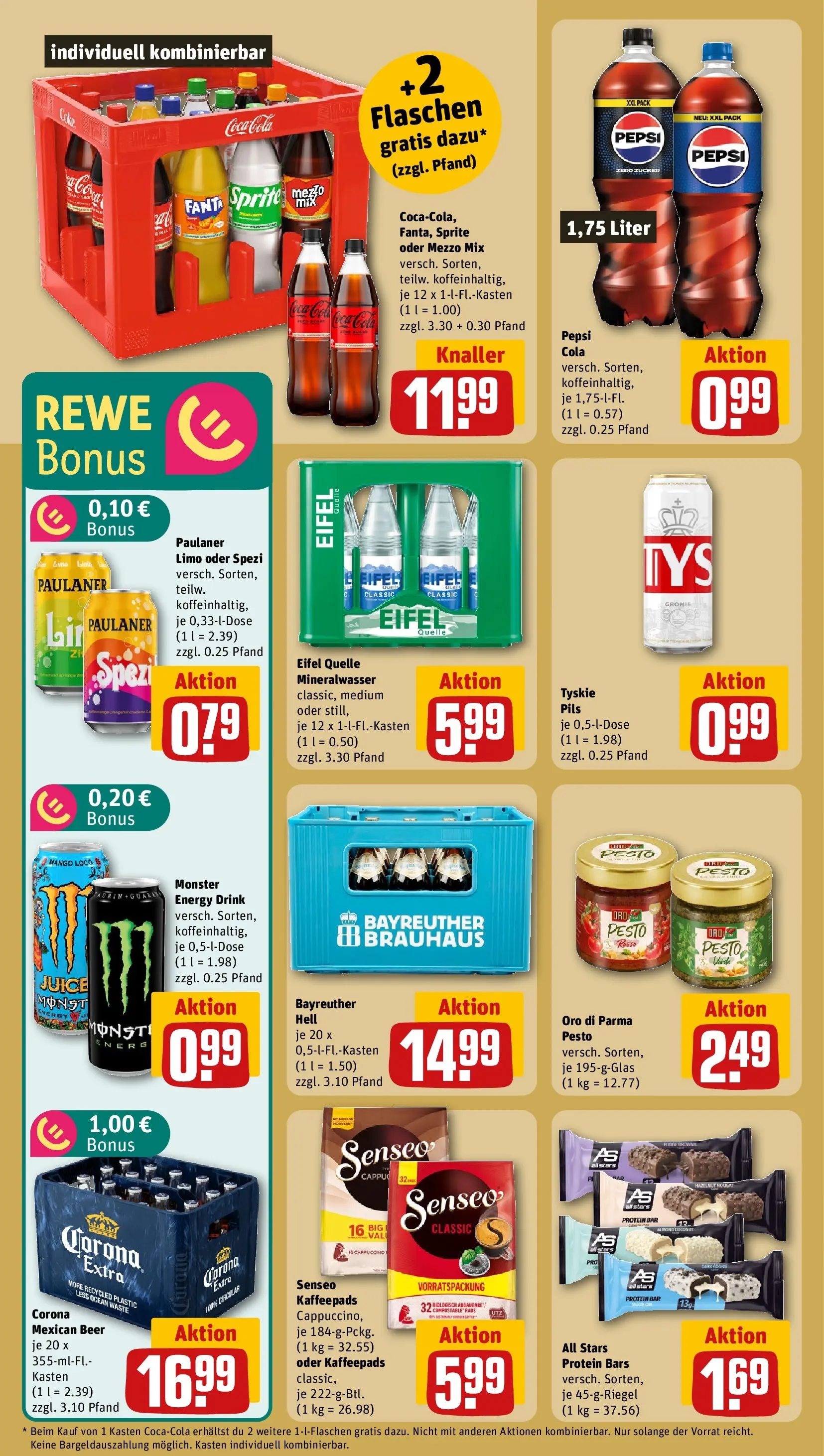 REWE Prospekt ab 04.05.2026 zum Blättern » Angebote | Seite: 20 | Produkte: Bayreuther hell, Sprite, Cola, Energy