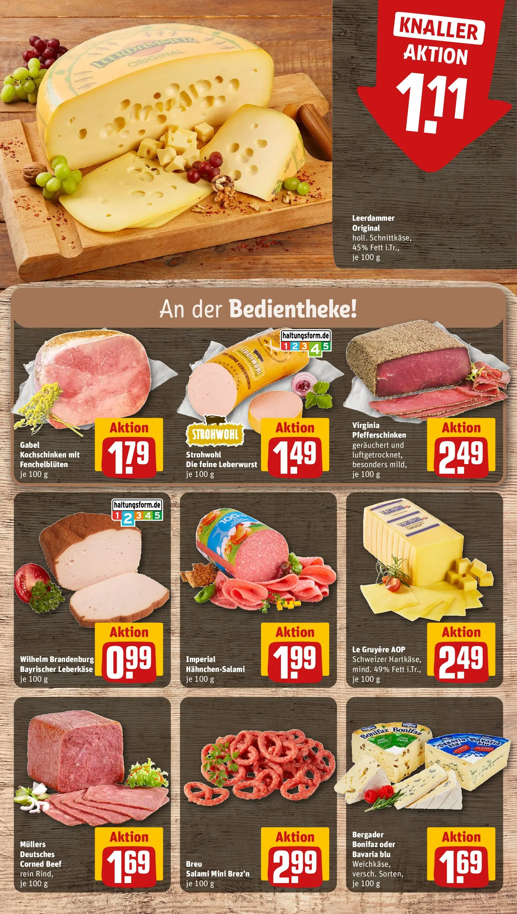 REWE Prospekt ab 04.05.2026 zum Blättern » Angebote | Seite: 13 | Produkte: Leerdammer, Salami, Leberkase