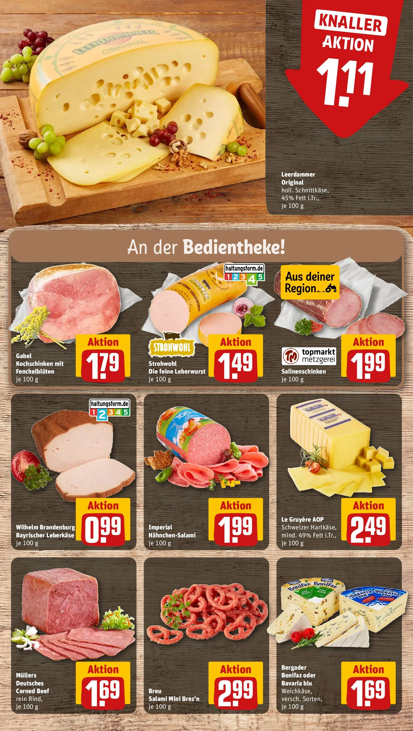 REWE Prospekt ab 04.05.2026 zum Blättern » Angebote | Seite: 13 | Produkte: Leerdammer, Salami, Leberkase