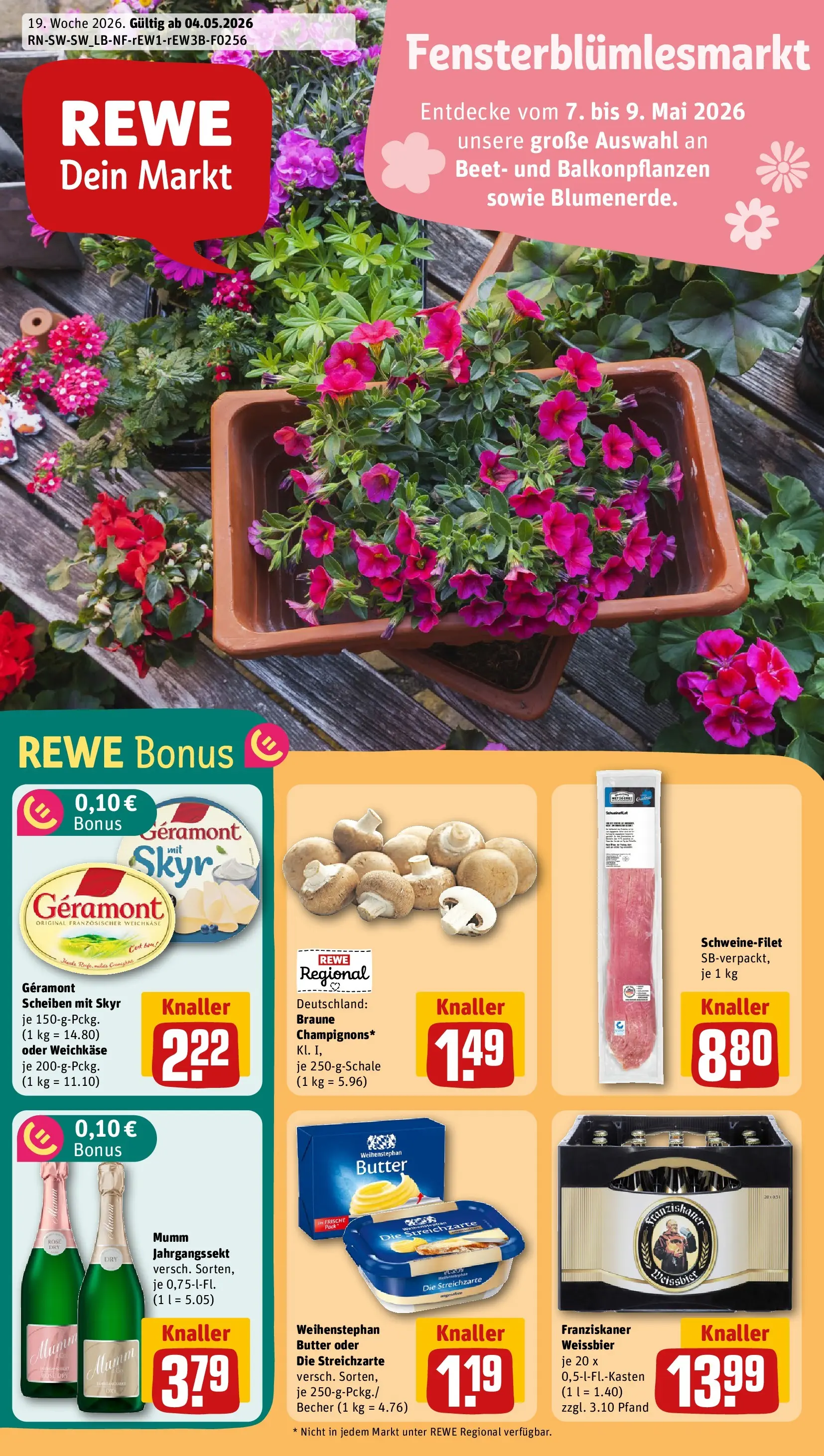 REWE Prospekt ab 04.05.2026 zum Blättern » Angebote | Seite: 1 | Produkte: Franziskaner, Butter, Weihenstephan butter, Skyr