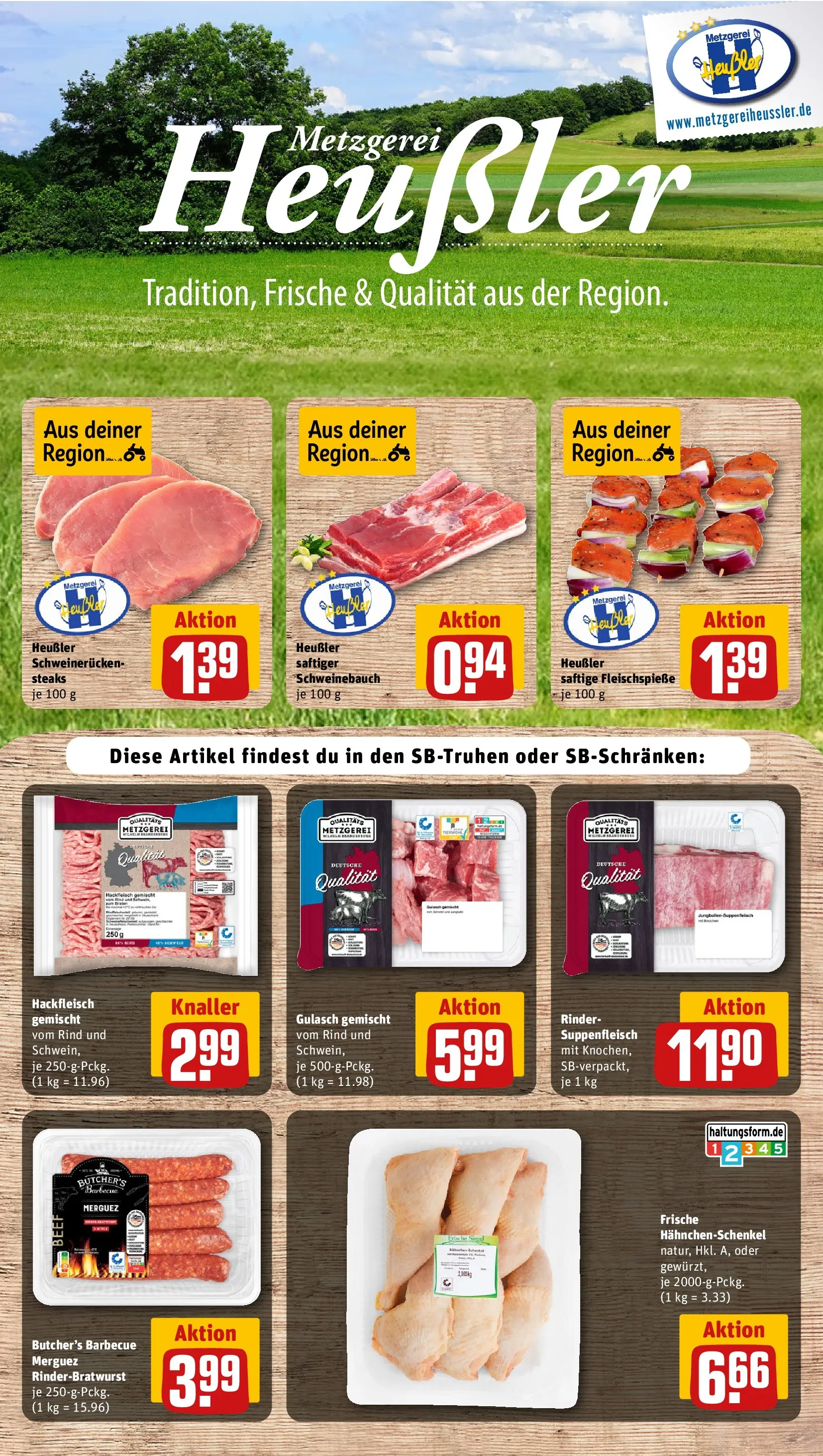 REWE Prospekt ab 04.05.2026 zum Blättern » Angebote | Seite: 12 | Produkte: Hahnchenschenkel, Schweinebauch, Gulasch, Suppenfleisch