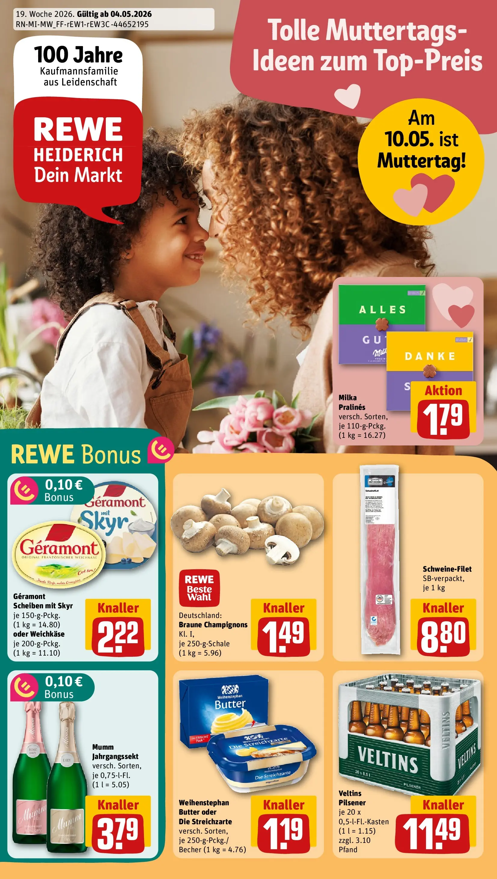 REWE Prospekt ab 04.05.2026 zum Blättern » Angebote | Seite: 1 | Produkte: Weihenstephan butter, Skyr, Schweinefilet, Veltins